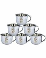 Yes kitchen Dishwasher Safe and Scratch Resistant Silver Stainless Steel Cup Set 110 ml (Pack of 6)