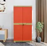 Nilkamal Freedom Mini Medium (FMM) Plastic Cabinet for Storage| Space & Clothes Organizer| Shelves| Cupboard| Almari| Wardrobe| Living Room| Adult & Kids| Multipurpose for Home Kitchen & Office Canny Rust and Luxury Beige DIY
