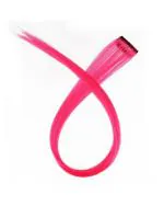 LYTIX Neon Pink Synthetic Straight Single Clip Hair Streak Color Hair Extension 18 inch (Pack of 2)