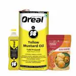 Oreal Cold Pressed Yellow Mustard (Sarso) oil, free Bedmi Poori (5L+ 1L)