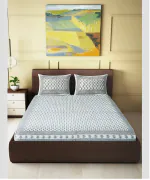 Jaipur Weaves Premium queen size cotton floral bedsheet with 2 Pillow Covers( White, 90x108 )