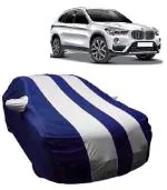 Carigiri White And Navy Blue Car Body Cover For Bmw X1(Triple Stitched,Mirror Pockets,Uv Resistant,Dustproof)
