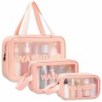 Xelvix Travel Makeup Pouch Set Toiletries Bag Cosmetic Organizer Bag For Women And Girls Toiletry Storage Kit Set of 3