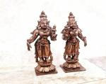 SEARCHERS PARADISE Copper Idols of god Sridevi Bhudevi 263 g, 8. 5 cm, Patina Antique Finish, Pack of 2 Piece