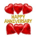 Festiko Happy Anniversary Balloons Combo (Happy Anniversary Letter Foil Balloons, 6Pcs Red Heart Shaped Foil Balloons)