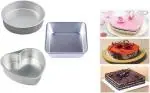 ShopiMoz 3 Piece Heavy Gauge Aluminum Square Shaped Cake Baking Tins | Cake Pot | Cake Mould (Combo Pack of 3) Silver