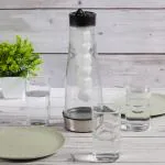 Red Butler 1 Liter Glass Pitcher with Lid - Leakproof Insulated Beverage Carafes Iced Tea Pitcher, Milk and Juice Glass Jar Pitcher