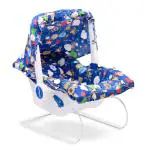 BUMTUM Baby Carry Cot & Rocking Chair With Adjustable Handle| 3-Point Safety Lap Belt | Double Cushioned Washable Seats & Large Canopy For Babies (Blue)
