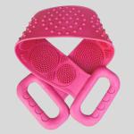 The Warm Chef Silicone Back Scrubber | Bath Shower Silicone Body Massage Brush Silicone Bath Towel Exfoliating Body Brush Belt | Cleaning Shower Strap, Double-Sided Washing Towel Scrubber | Pink color