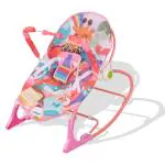 BUMTUM Baby Rocker With Bouncer Swing, Multi-Position Reclining, With Calming Music, Vibrations, Safety Harness Musical Toy- Baby Pink