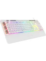 Redragon K512 Shiva RGB Backlit Membrane Gaming Keyboard With Multimedia Keys, Linear Mechanical Feel Switch, 6 Extra On Board Macro Keys, Dedicated Media Control, Detachable Wrist Rest (White)