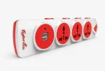 Fybros 4x4 International Sockets Power Extension Box With Individual Switch, Indicators And 2 Usb Ports 5 Meter