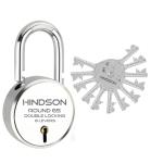 HINDSON Silver Metal Pick and Pry Resistance Round Double Locking Lock and Key - 65 mm