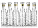 cronus Zig-Zag Golden Ring Diamond Cap Water Bottles For Fridge Home Office Gym School 1000 ml Bottle (Pack of 6, Clear)