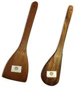 Arman Spoons Brown Teak Wood Cooking Spatula (Pack Of 2)