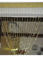 Home Desirica Golden Polyester Blend Solid Artificial Beaded Strings Hanging Long Door Curtain (9 Feet, Pack of 1)