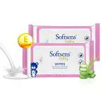 Softsens Baby Wet Wipes With Aloe Vera And Moisturising Lotion 20 Pcs Pack Of 2