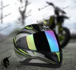Urban Carrier ISI Certified ABS Material Full Face Stylish helmet for men and women with Rainbow Visor For Men (HBO-2JALI-RAINBOW-LEMON-GREEN)