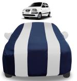 Auto Hub Car Cover Compatible with Hyundai Santro Xing (Model : 2019-Till Date) with Mirror Pockets, Triple Stitched, Water Resistant Car Body Cover, Navy, Silver