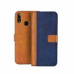 Clickaway Flip Cover for Vivo V9 Genuine Leather With Viewing Stand & 3 Card Holder (Antique Double Shade) Multi-Coloured