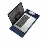 Leeonz Dual-Sided Leather Desk Pad, Mouse Pad,Office Desk Mat,Non-Slip PU Leather Desk Blotter,Laptop Desk Pad,Waterproof Desk Writing Pad for Office and Home(NavyBlue+Orange,60x30cm)