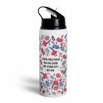 Indigifts Valentine Day Gifts Quote Printed Red and Blue Aluminium Sipper Water Bottle 750ML, Love Bottle Gift, Bottle For Office Use, Water Bottle Sipper, Valentines Gift