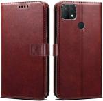 AmericHome Oppo A15, Model CPH2185, Oppo A15s, Model CPH2179 Brown Rubber, Cloth, Artificial Leather Shock Proof Mobile Flip Cover