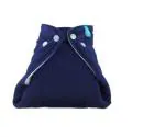 Bumberry Smart Prefold Diaper Cotton Cloth Reusable One Piece Diapering With Waist Adjustment And Extra Insert Attached (0 - 6 Months, Navy)