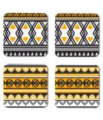 Whats Your Kick Pattern Design Beautiful Rajasthani Pattern Design Printed Set of 4 Coaster With Metal Stand