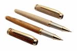 Ledos Blue Wood, Metal Ballpoint PensTexture Metal Body Golden Trims
