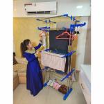 SUNDEX Heavy Duty Cloth Dryer Stand With Pure Stainless Steel Pipes Jumbo Blue