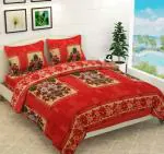 SAVOY CONCEPTS Red Wool 3D Printed 1 Bedsheet with 2 Pillow Covers 90 x 100 inch