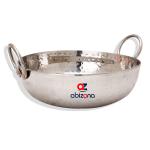 Abizona Stainless Steel kadai for Cooking with Heavy Bottom Steel kadhai (1.5Ltr - 1500ml) Small