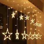 MAPPERZ Star Led Serial String Lights for Home Decore 2.5 Meter Copper Wire 12 Stars 138 led Lights for Birthday Festive Decore (White)