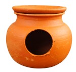 ZENRISE Terracotta Bird House Clay Pot with lid for breeding (Flat Base, Hanging and Standing) for Cage, Balcony and Garden - 13 cm