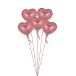 Party Midlinkerz Plastic 18 inch Silver Heart Shaped Foil Balloon for Valentines Day and Wedding Decoration (Pack of 5)