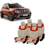 AUTO-SAFE Premium Beige, Red Leatherette Car Seat Cover for Renault Duster