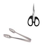 Stainless Steel Momo Tong Rust Resistant Dishwasher Safe With Silicone Mini Spatula & Brush Set,MultiColour (Pack of 2)