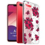 Fashionury ''RED Lily'' Back Cover for Oppo A3s/ Designer Printed Transparent Back Case Cover for Oppo A3S