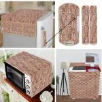 E-Retailer Exclusive 3-Layered PVC Combo Set of Appliances Cover (1 Pc. Fridge Top Cover, 3 Pc. Handle Cover, 1 Pc. of Microwave Oven Top Cover and 1 Pc. Semi Autometic Washing Machine Cover) (Color-Yellow, Design-Stripes, Set Contains-6 Pcs.)