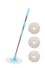 Pranay's Kleanup Deluxe Spin Mop-Rod Set|Wet & Dry|Cleaning Mop|Mops Pocha 3 Microfiber Refill