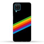 MobiEra Samsung Galaxy F22 Rainbow Lines on Black Design Plastic Hard Case Cover