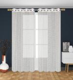 Luxury Cube White Polyester Curtain Window Net - 4X7 Feet (Pack Of 2)
