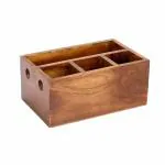 SOCXR Cutley holder for kitchen dining table hotel teak wood premium kitchen accessories (4 Section)