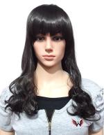 YOFAMA Long Hair Wig Black Synthetic Fiber Women