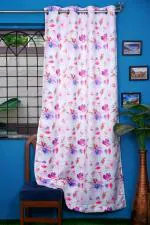 Parda Online Pink and Purple Polyester Floral Eyelet Window Single Curtain 5ft, (Pack of 1)