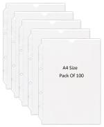 Shining Zon PVC Margin Punch Folder File Plastic Sheet ExtraThick Sleeves Folder File for A4 Size Document Certificate with 2 Punch Holes & Tab Cut Transparent (Pack of 100 )