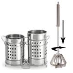 BLUE WONDER Stainless Steel Twin Cutlery Holder Racks With Stainless Steel Churner ,Steel Hand Blander and (Multicolour, Pack of 2)