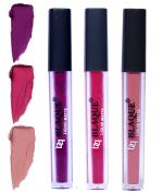 bq BLAQUE Matte Liquid Lip Gloss Combo of 3 Lipstick # 103-105-116 (12 ml, Purple Affair, Dark & Bold Pink, Light Nude Brown)