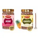 SHYAM CHARAN Dhoop Sticks of Rose and Pineapple Fragrances for Health, Wealth and Happiness, Ideal for Puja/Prayer/Worship(240Sticks)